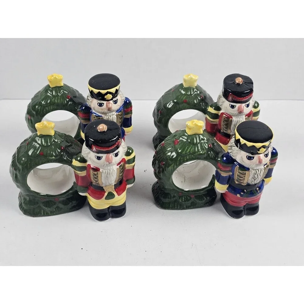 Block Spal Whimsy Christmas Holiday Nutcracker Napkin Rings Holders Set Of 4